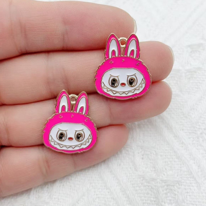 クリエイティブファッション漫画ラブブビッグヘッドアクセサリー DIY イヤリング携帯電話チェーンバッグペンダント材料卸売|undefined