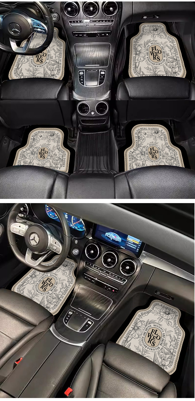 Car Floor Mats, Universal for All Seasons, High-End Diatom Mud, Non-Slip and Dirt-Resistant, Women's Car Interior Decorative Mats