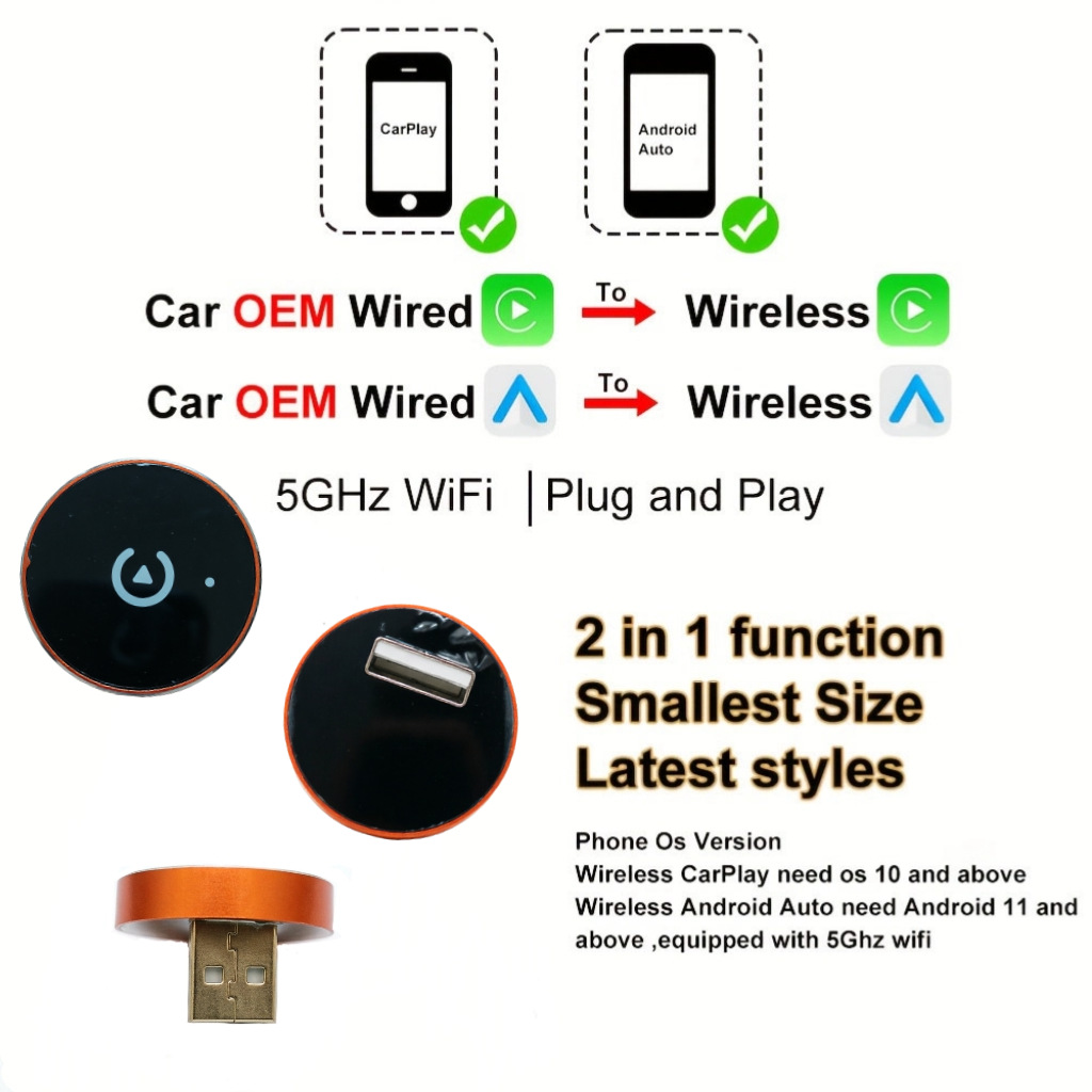Cross-Border Wireless Carplay Box Smart Car Screen Projection Converter 2-in-1 Android Autocarplay Box
