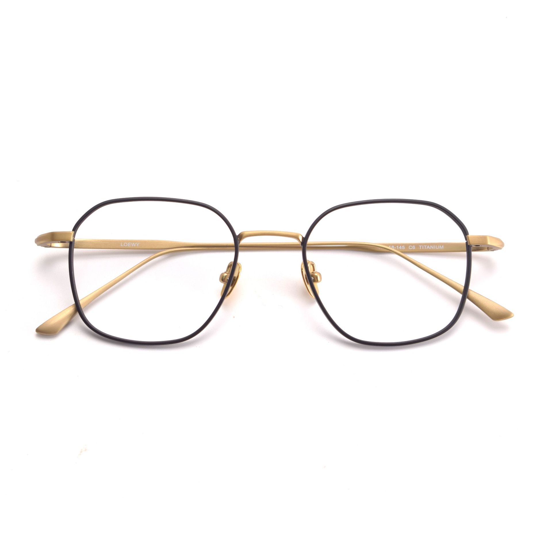 Japanese handmade retro eyeglass frame with the same design LOEWY polygonal pure titanium glasses can be paired with degree glasses