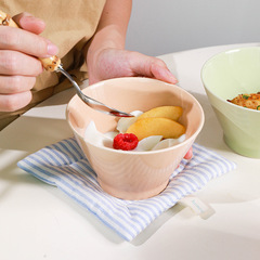 Ins-style creamy high-end glazed conical bowl household ceramic bowl high-temperature resistant rice bowl breakfast yogurt bowl