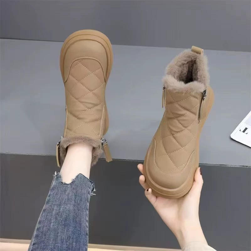 Platform Winter Boots, Quilted Upper, Faux-Fur Lining, Platform Sole, Sizes 36–40