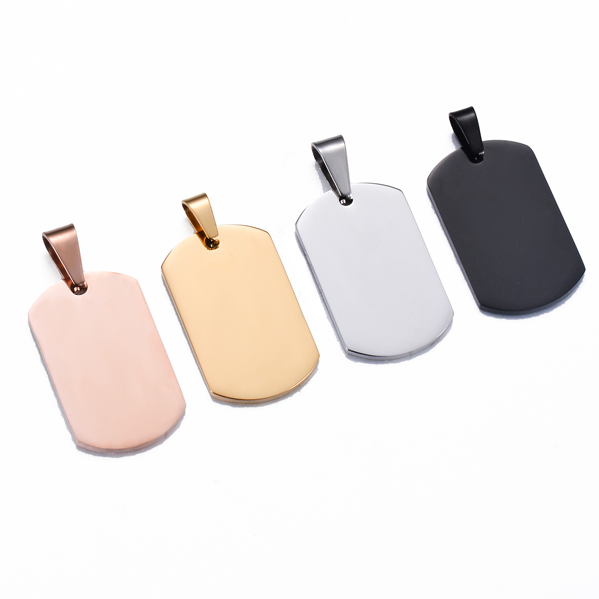 Rectangle Festival 5 PCS/Package 304 Stainless Steel Customization Laser Engraving Solid Color Pendant DIY Jewelry Accessories