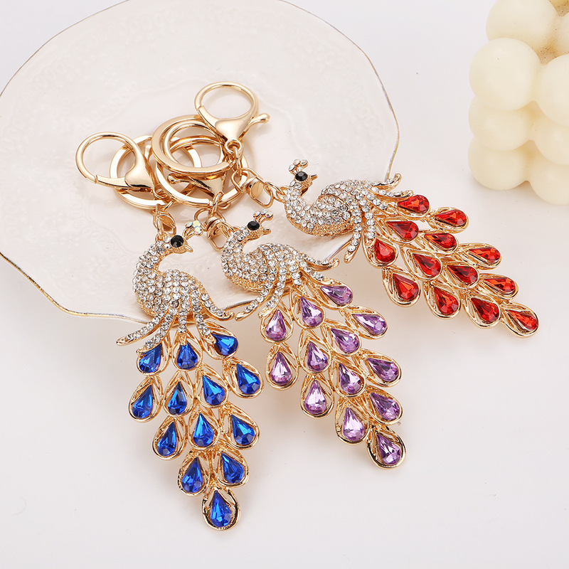 Xiangnuo's New Crystal Peacock Hot-Selling Korean Version High-End Personalized Diamond-Encrusted Peacock Keychain Bag Pendant Manufacturer Wholesale