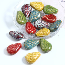 半成品复古陶瓷珠子凤尾花釉瓷珠项链编织材料陶瓷珠手工配件批发