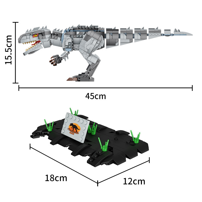 Naranja cuadrada FC6252 Jurassic Tyrannosaurus Tyrannosaurus niño granular pequeño ensamblaje juguetes de bloques de dinosaurio