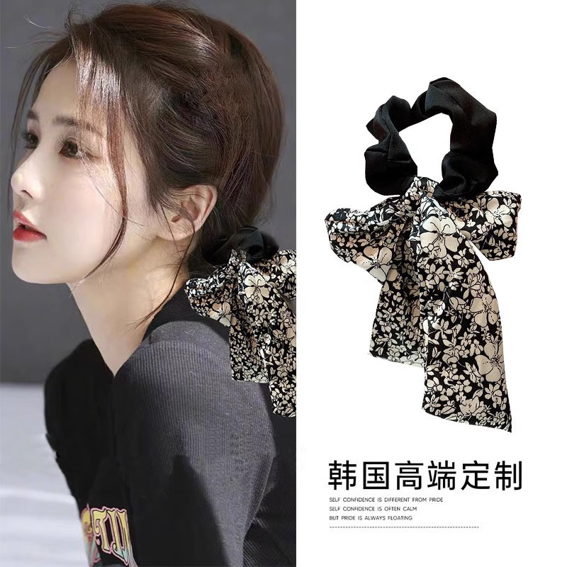 韓国風のトレンディな花柄リボンヘアバンド、スーパーフェアリーリボン、ファッショナブルなネットセレブのホットスタイル、多用途のヘッドバンド、小さなシルクスカーフ|undefined