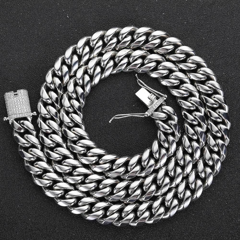 double-sided necklace hip-hop style stainless steel with zircon