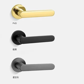 现代黑色室内门锁卧室房门静音磁吸门把手简约通用型家用分体锁具