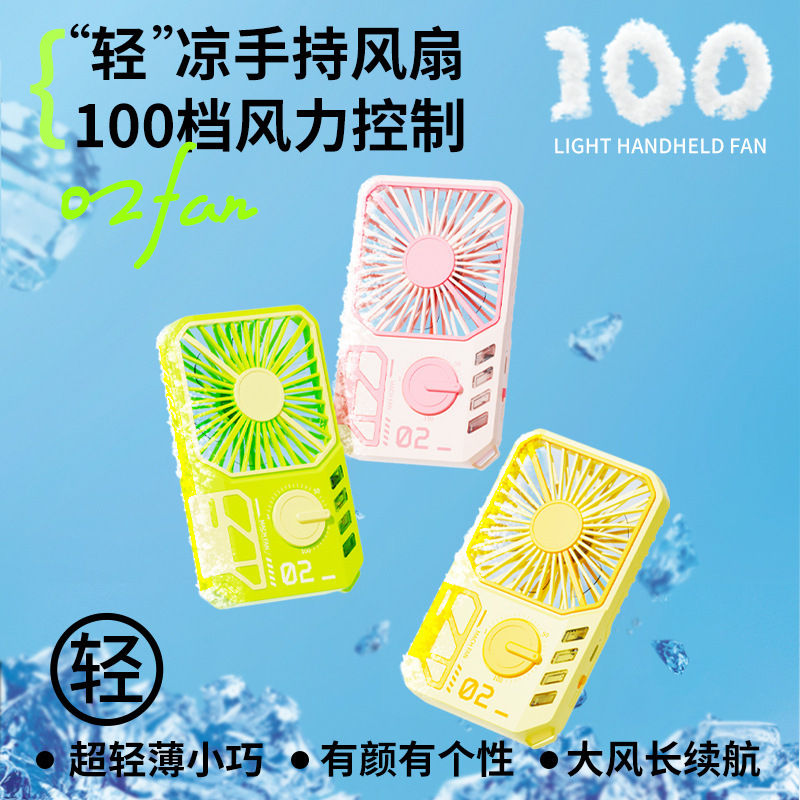 2024 New Model Robot Suitcase Mini Fan Desk Portable Handheld Neck Strap USB Rechargeable Outdoor Portable Fan