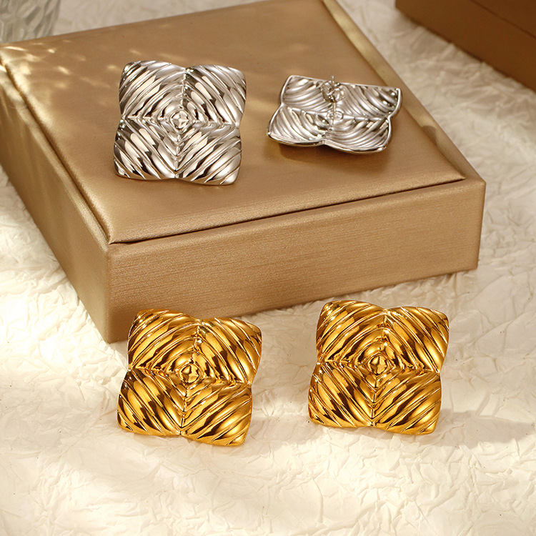 fashionable square trend universal elegant earrings stainless steel