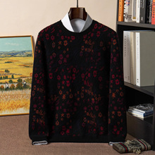 秋冬新款山羊绒衫男士圆领加厚毛衣宽松大码针织打底衫羊毛衫商务