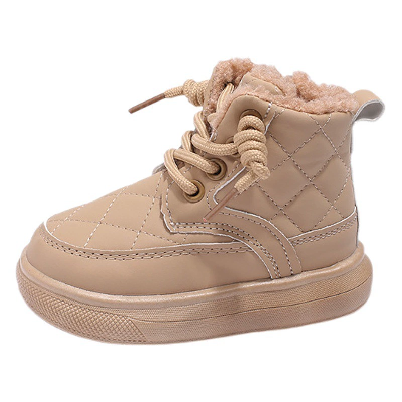 25 осенне-зимних детских хлопковых сапог в корейском стиле, сверхлегкие модные короткие сапоги для мальчиков, модные ботинки для девочек, обувь на мягкой подошве для маленьких девочек
