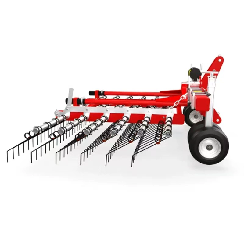Высокоэффективный прицепной многорядный зубчатый газонный грабли для сбора мертвого сорняка с регулировкой для футбольных полей/парков/гольф-полей.