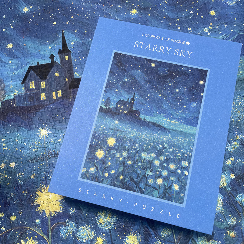 Customized 1000-Piece Full Set of Blue Card Adult 500 High-Quality Cross-Border Glow-In-The-Dark Starry Sky Puzzle Wholesale Assembly