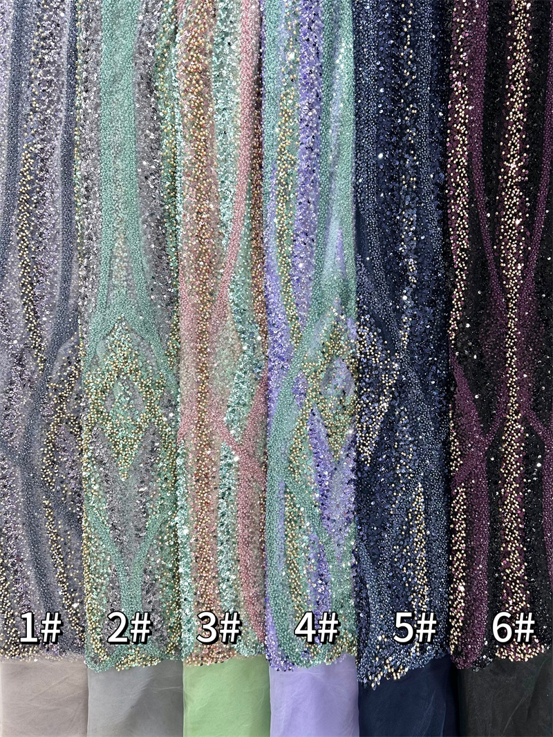 Tejido de sequilla tubo de cuentas bordado red de hilo inferior bordado cuentas de rendimiento ropa de vestido de ropa de niños tela bordado tridimensional bordado image 7