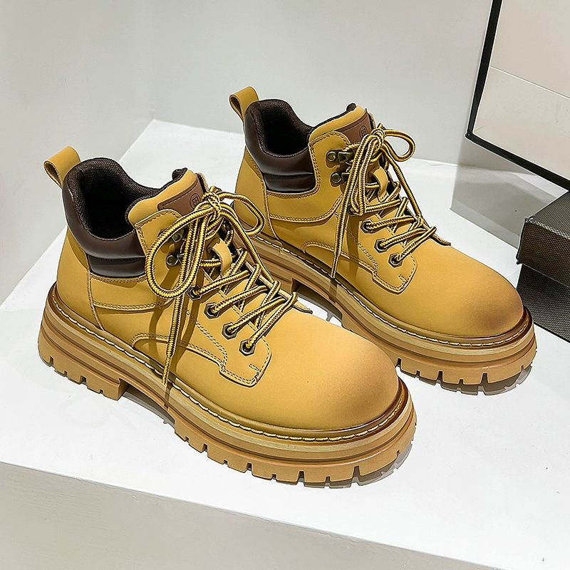 Низкие сапоги Martin Женская весна 2025 Новый английский стиль ретро дикие сапоги толстые кожаные сапоги ревень сапоги