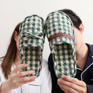 Autumn and Winter All Year Round Couple's Foot-Covered Non-Slip Particle Cloth-Soled Slippers Silent Wooden Floor Indoor Household Soft-Soled Weidong