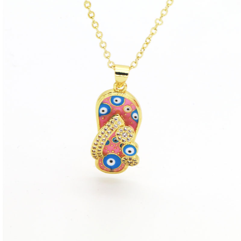 7g Weight 18K Gold Plated Plating Material Copper Pendant Material Zircon Inlay Material Pendant Necklace Classification Copper Chain Material cable chain Chain Type 1 Piece Quantity Holiday, Daily Occasion Copper Material Slippers Pattern Women's Gender Enamel, Inlay Design Casual, Simple Style Style Copper 18K Gold Plated Enamel Inlay Slippers Zircon Pendant Necklace 10