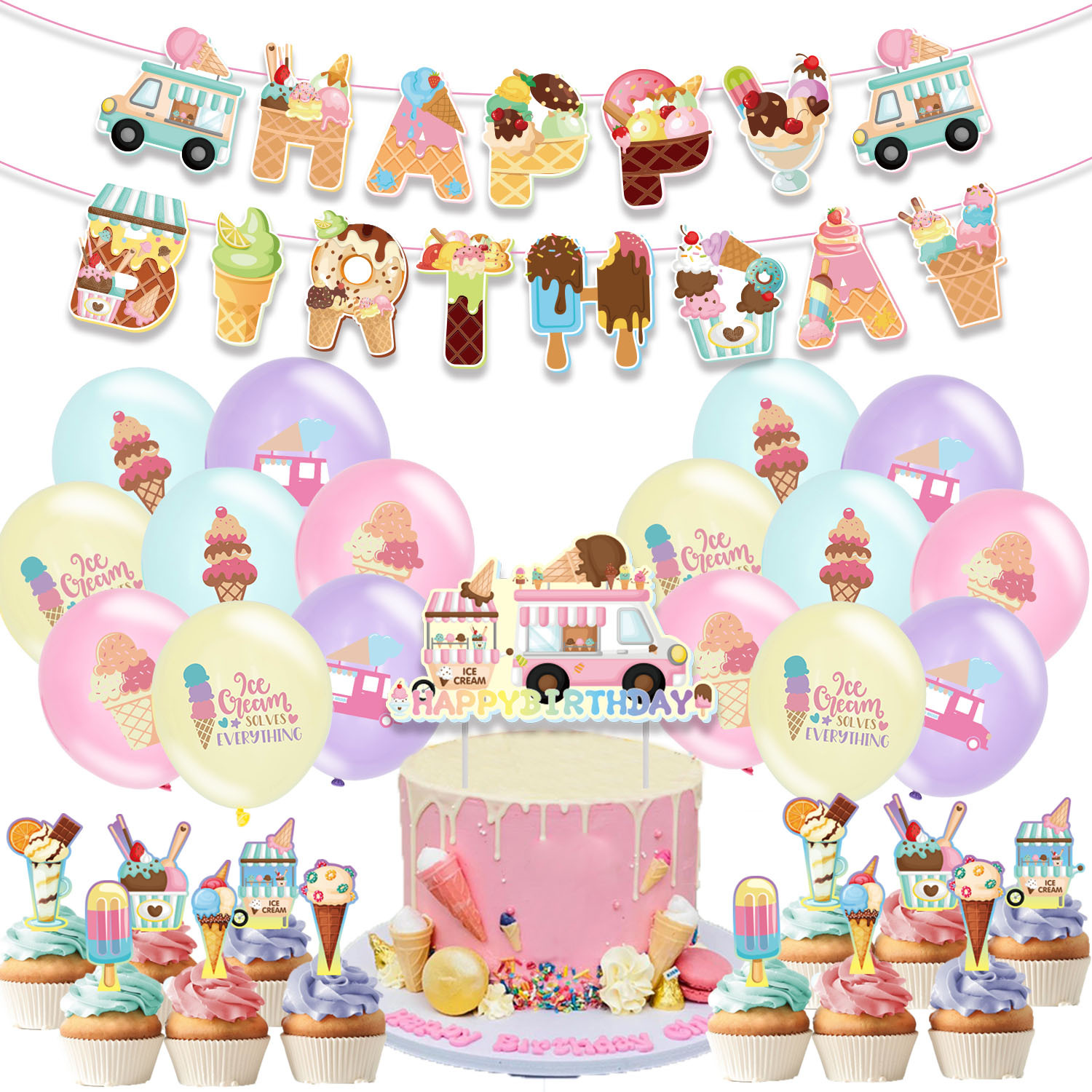 Cartoon latex balloon for ice cream