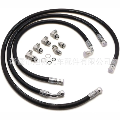Transmission cooler pipe kit replacement parts suitable for universal Cadillac 129 stainless steel braid (Tubing) - common-6-fittings-of-hydraulic-piping-system