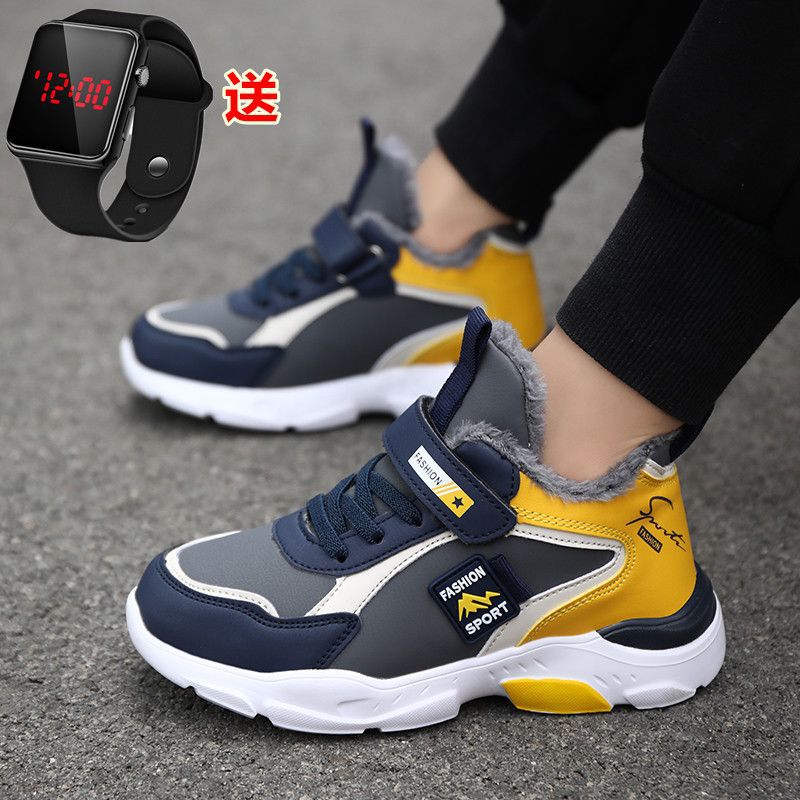 秋冬季新款男童跑步鞋加绒保暖儿童运动鞋女童鞋男孩棉鞋防滑ABC