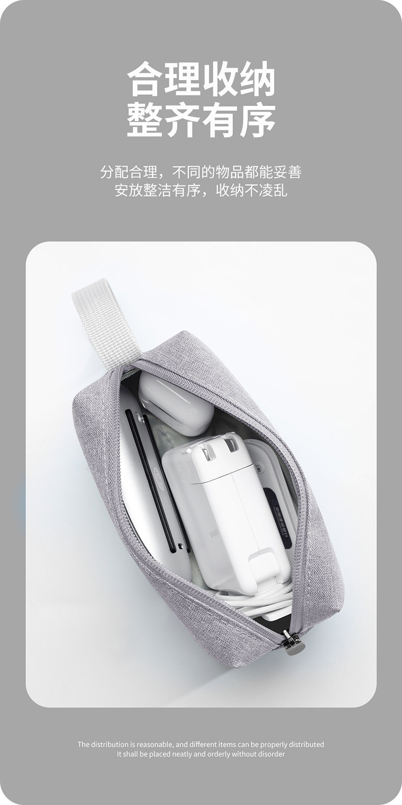 Cross-border in-stock hand-held toiletry bag 300D cationic waterproof cosmetic bag Oxford cloth storage notebook power bag undefined