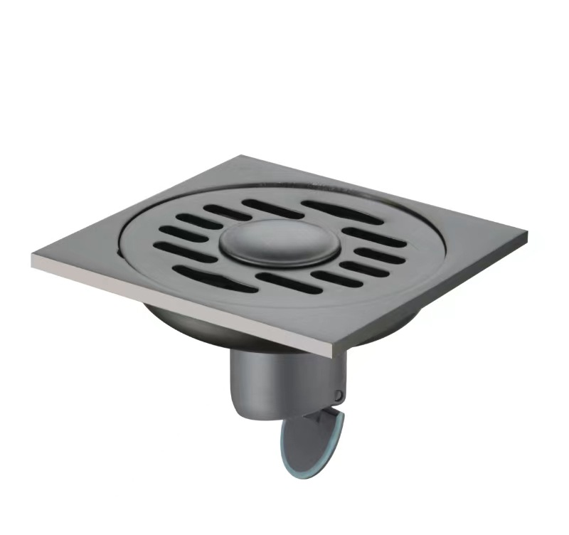 Pistola de desagüe de piso de cobre gris baño desodorante de alcantarillado de gran desplazamiento tira invisible ducha lavadora de doble uso