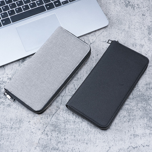 New men's long zipper wallet large capacity multi-card slot business canvas hand wallet