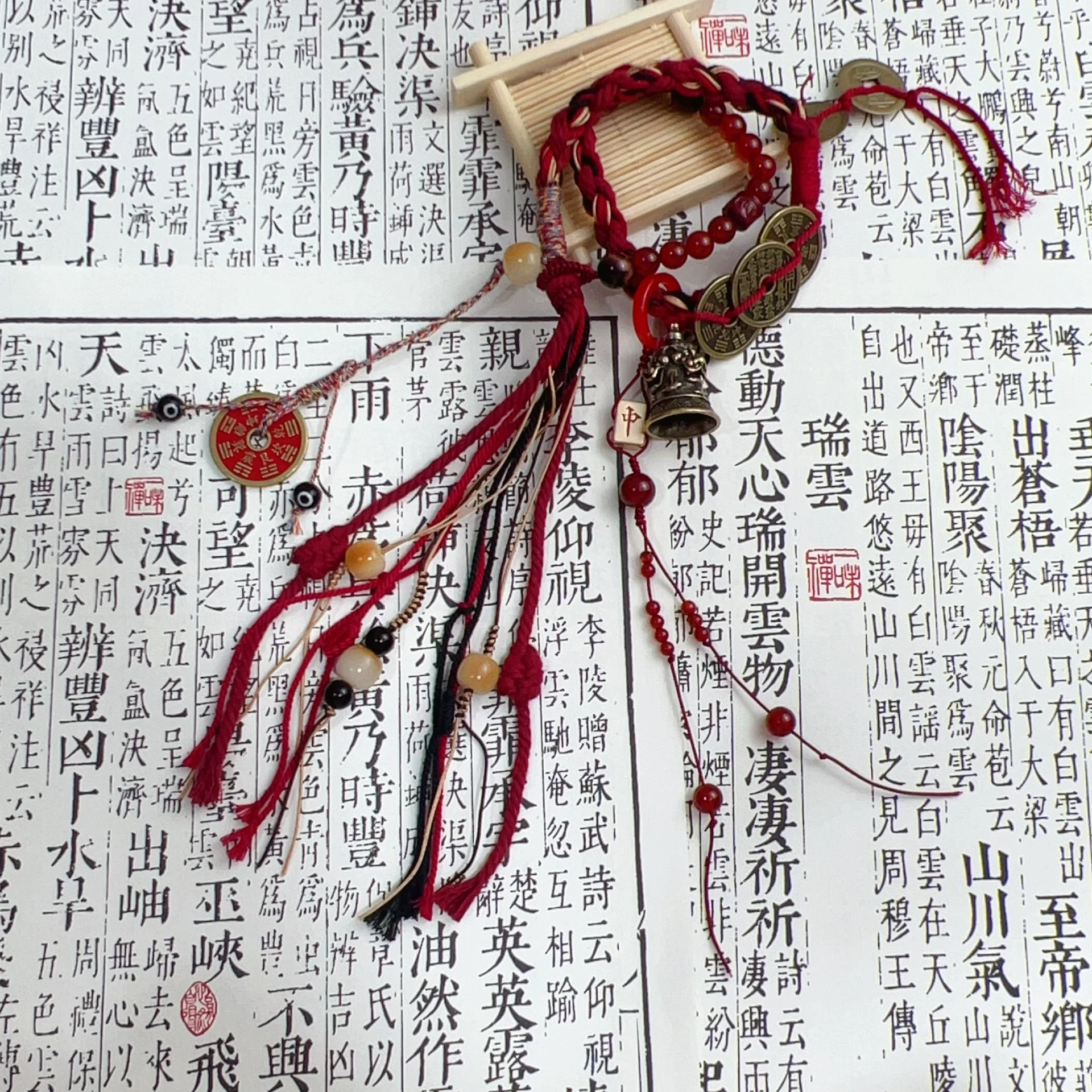Li Huowang Impression тибетская Ручная Веревка двойной круг киноварь Агат горный призрак расходует медные деньги пара подруга DIY подарок