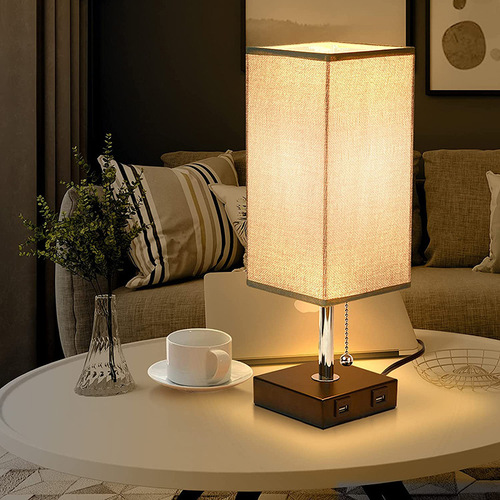 Amazon AliExpress USB mobile phone charging fabric table lamp living room bedroom bedside lamp 110V European standard lamp
