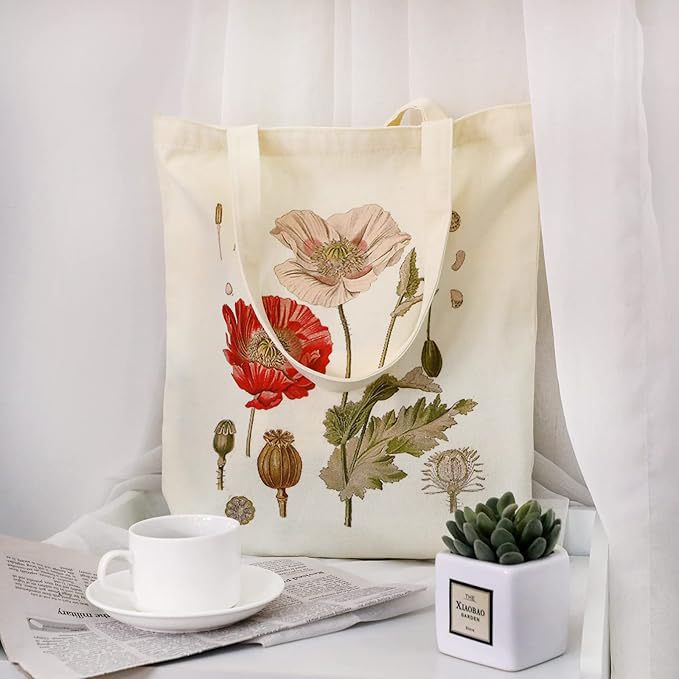 Bolso de lona impreso de comercio exterior transfronterizo de Amazon Bolso de hombro floral Bolso de compras portátil Bolso de lona personalizado