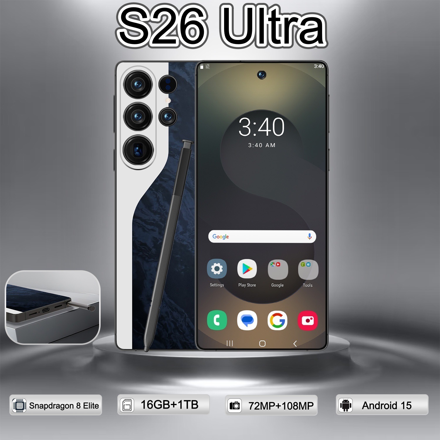 Cugo Cross-Border Mobile Phone S26 Ultra Smartphone Incell7.3 Large Screen 3+64 All-In-One 4g