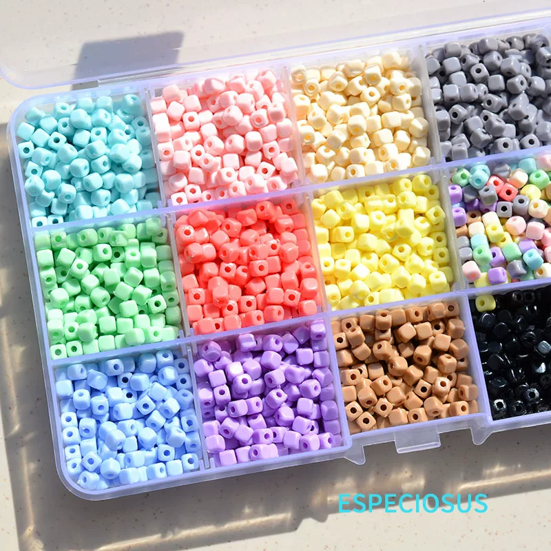 Square acrylic beads, accessory, accessories, beaded bracelet, necklace, 4mm, DIY