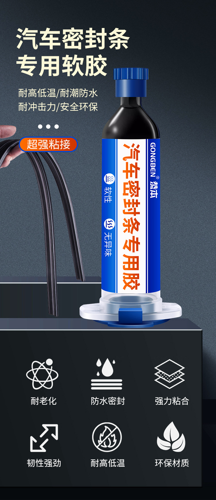Special Repair Glue for Car Sunroof Seals, Waterproof Car Door Silicone Noise Reduction, Universal Door Seam Glue for Trucks