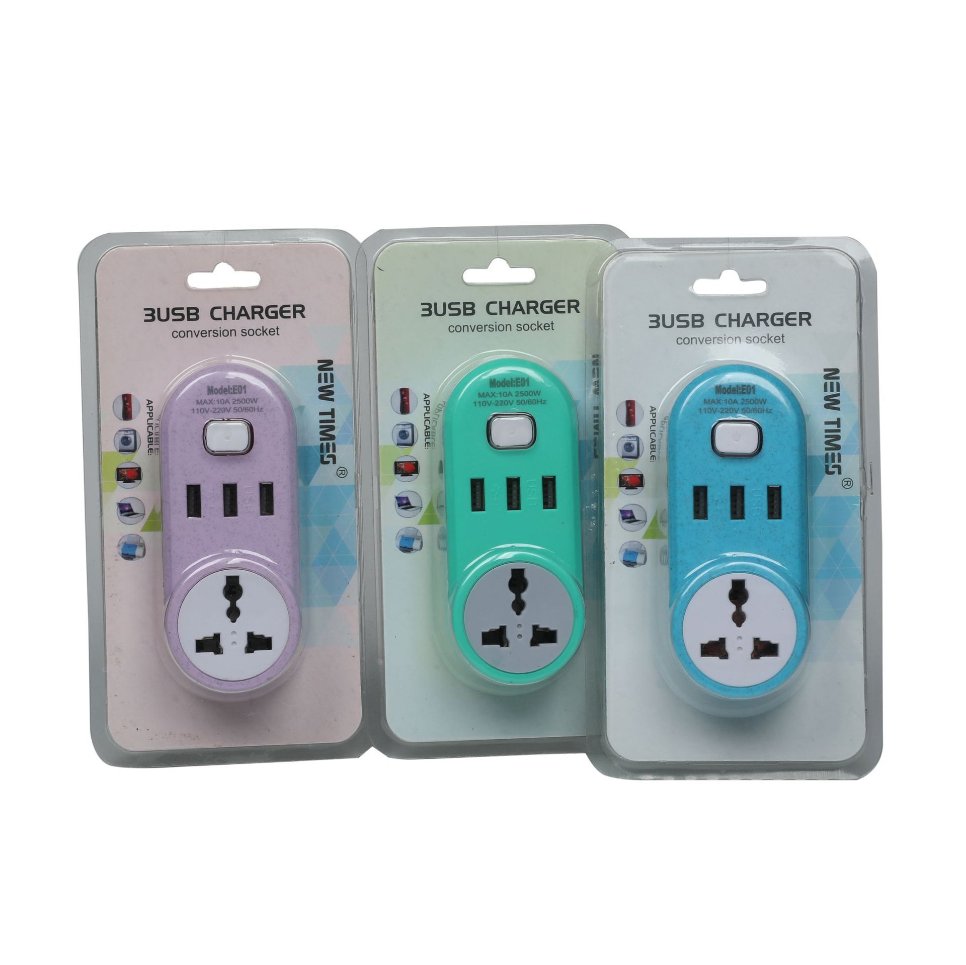 E02 # E01 # 3USB conversion socket enchufe de conversión de dos orificios paquete de tarjeta de succión extranjera