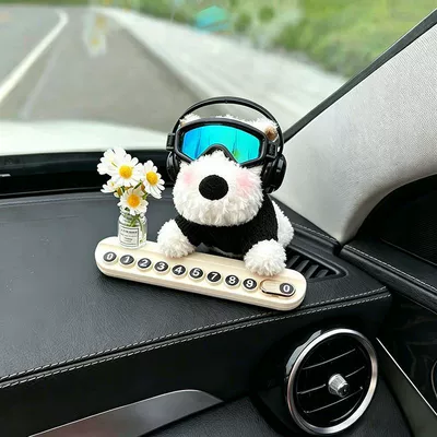 2026 New Car Phone Number Plate, West Highland Mobile Phone Sign, Temporary Parking Decorative Ornament, Cute for Women (Nömrəli dayanma kartı) - little-daisy-black-headphones-black-ski-goggles-black-heart-shirt-west-highland-dog-rice-scented-aromatherapy-number-tag