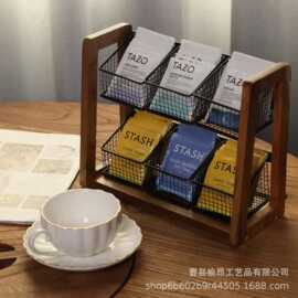 木质茶袋收纳架复古挂墙式置物架茶水间茶包咖啡包收纳桌面整理架