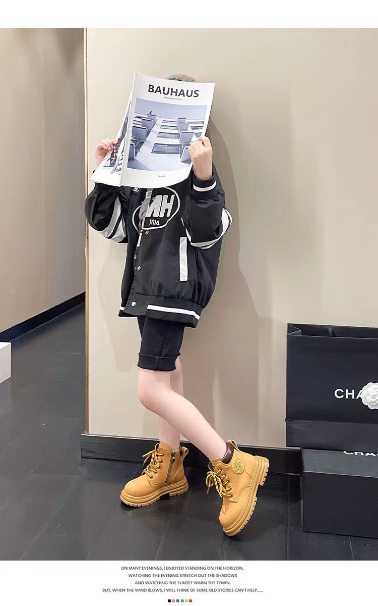 Children's Yellow 2023 Autumn and Winter New Girls' Martin Show Blast Street Little Girls' Short Boys'_voghion.com