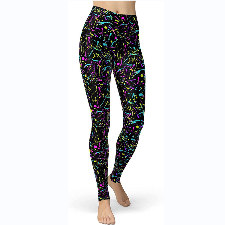 Abbigliamento da donna multicolore stampato slim fit fianchi sollevamento snellente grandi dimensioni corsa yoga fitness leggings_voghion.com
