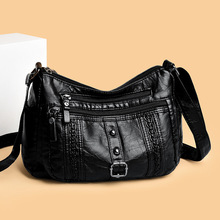 复古水洗皮包2025新款时尚中老年妈妈包大容量多隔层女士斜挎包