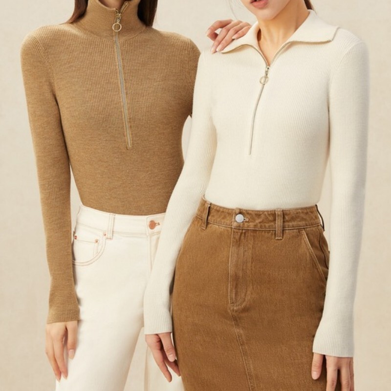 Brother's New 2025 Autumn and Winter Slim-Fit Zip-Up Lapel Wool Long-Sleeve Knit Sweater A300996