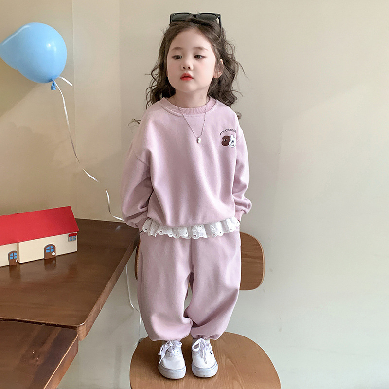 女童卫衣套装秋季2025新款儿童洋气时髦秋装女宝宝后背印花两件套|undefined