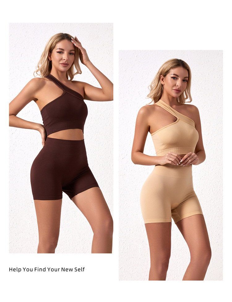 New Sports Vest Women's High Strength Shockproof Underwear Belly-lifting Shorts Split Fitness Yoga suit_voghion.com