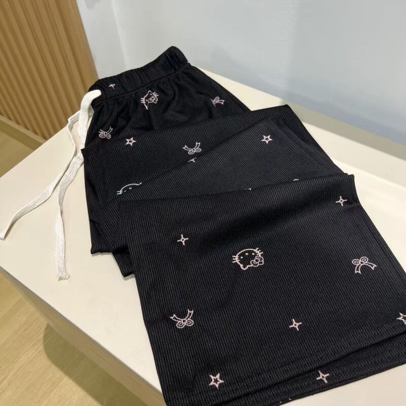 Plaid Polka Dot Ice Silk Ribbed Wide-Leg Pants for Women, Thin Casual Straight-Leg Walking Pants, Extended Length Floor-Length Pants Plaid Polka Dot Ice Silk Ribbed Wide-Leg Pants for Women, Thin Casual Straight-Leg Walking Pants, Extended Length Floor-Length Pants