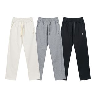 High Version Mlb Autumn and Winter Small Logo Embroidered Sweatpants for Men and Women, Solid Color Simple Wide-Leg Pants, Comfortable Casual Long Pants