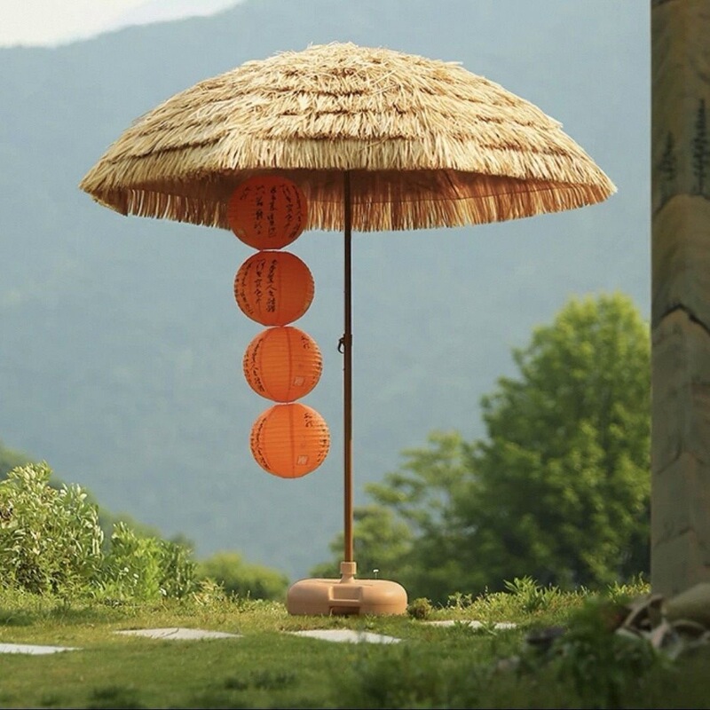 Outdoor Sunshade Umbrella, Imitation Straw Umbrella, Thatch Sun Umbrella, Courtyard Photography, Balcony Garden Decoration, Beach Umbrella, Fishing Umbrella