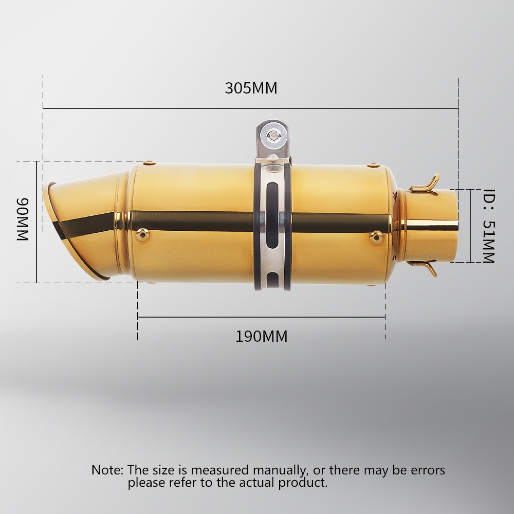 Golden Barrel Tail Muffler 51mm Universal Motorcycle Exhaust Pipe CBR650 Ninja 400 GPR250