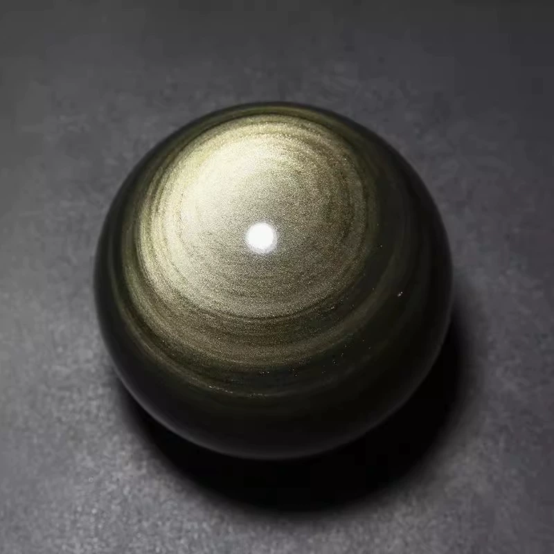 Natural gold obsidian ball ornaments double cat eyes double gold eye obsidian ball rough stone polishing company entrance home decoration