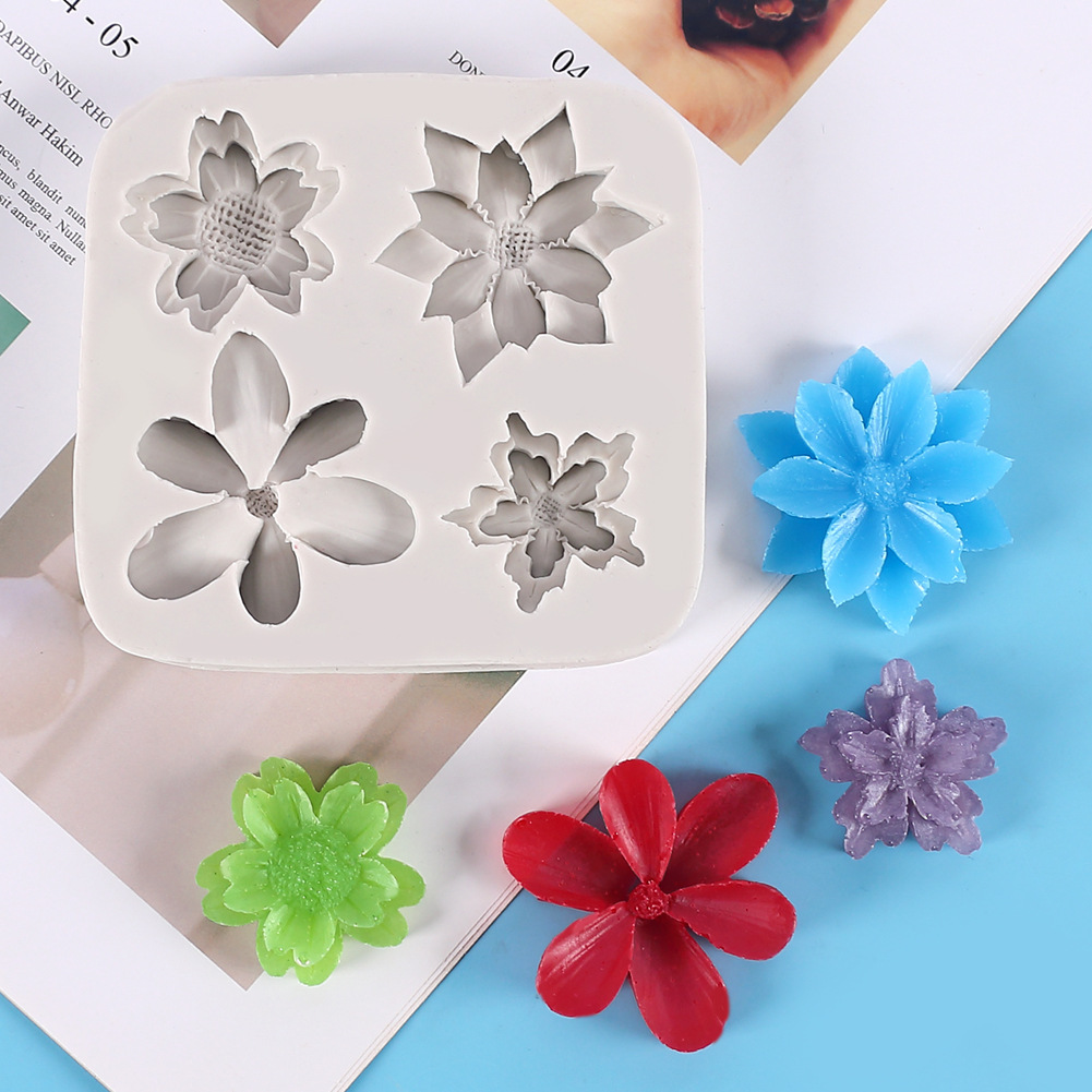 雏菊樱花太阳花造型液态硅胶模具 DIY翻糖蛋糕装饰巧克力黏土模具